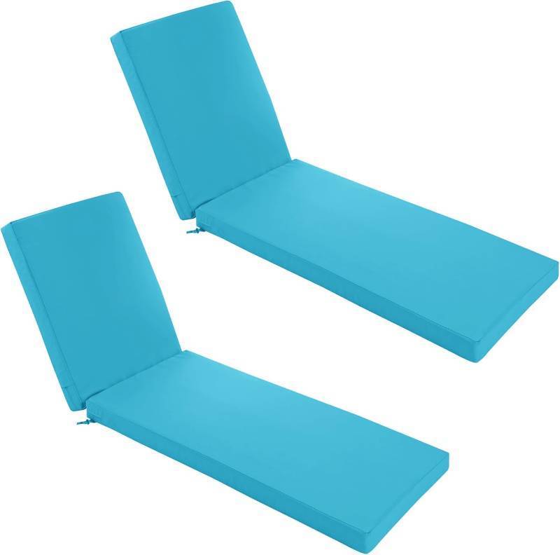 lot 141908 image: Retails for $104 Chaise Lounge Cushions Outdoor Set of 2 - Waterproof and Fade Resistant Sun Lounger Replacement Cushions - Patio Lounger Pads with Removable Cover for Pool, Deck, Lawn, 72 x 21 x 3 Inch, Teal