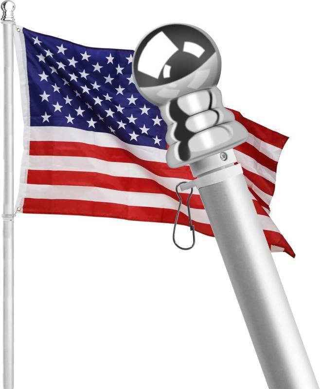 lot 441806 image: HOOPLE Flag Pole, 6 Foot Tangle Free Spinning Flag Pole for Outside House, Aluminum Rotating Flagpoles, High Wind Resistant Rustproof, Residential or Commerical Flagpole for Garden Boat Truck