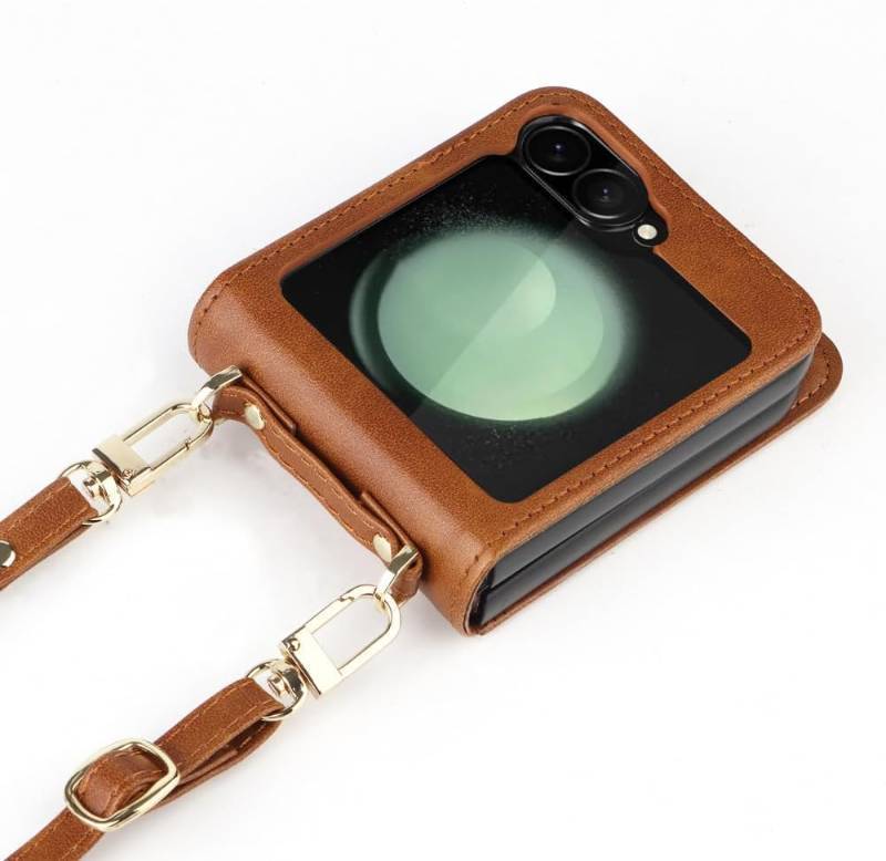 lot 191563 image: for Samsung Galaxy Z Flip 6 Leather Flip Wallet Phone Case for Samsung Z Flip 6 ZFlip 6 Case Stand Card Holder,Brown,for Z Flip 6