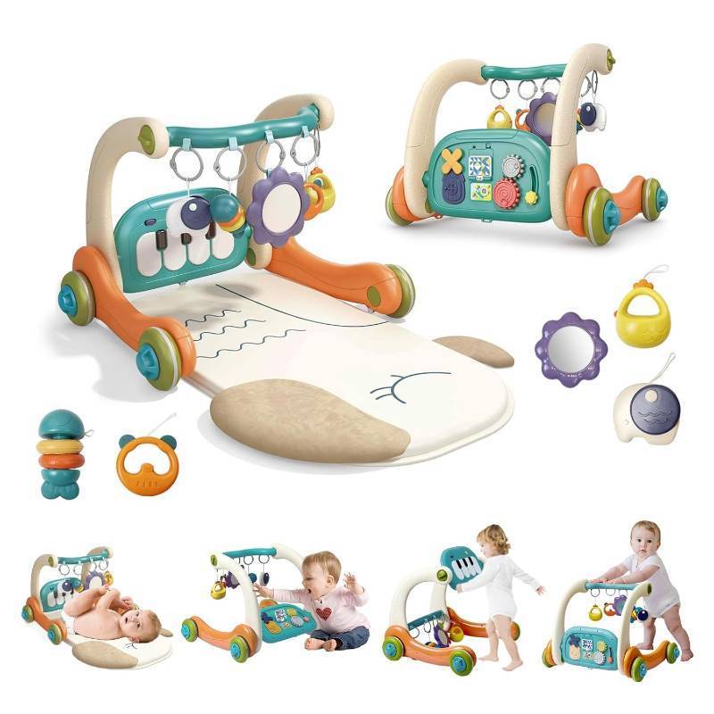 lot 371053 image: 3 in 1 Baby Activity Gym Center, Tummy Time Play Mat Gym, Baby Push Walker, Kick and Play Piano with Music and Light, Sensory Toys for Newborn Babies Infants Toddlers Boys Girls