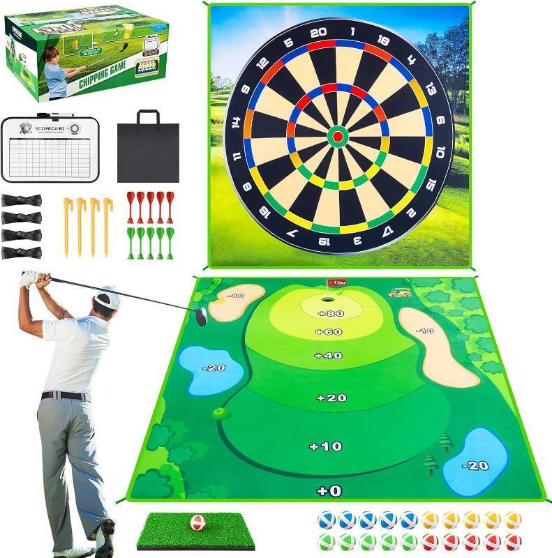 lot 101374 image: Battle Golf Game Set Chipping Game Practice Mat Games for Backyard Fun and Swing Training, Golf Hitting Mat Play for Golf Parties and Kids Family Activities Outdoor