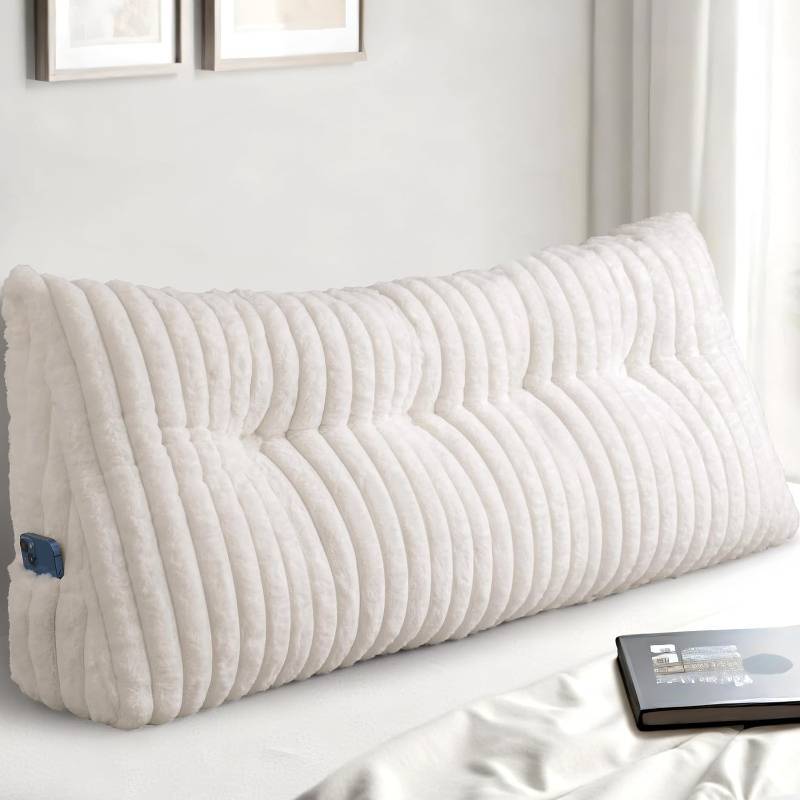 lot 291469 image: Headboard Pillow Full, Triangular Wedge Pillow Headboard Full, Cushion Headboards Reading Pillows, Backrest Pillows for Sitting in Bed or Working with Removable Cover, Beige