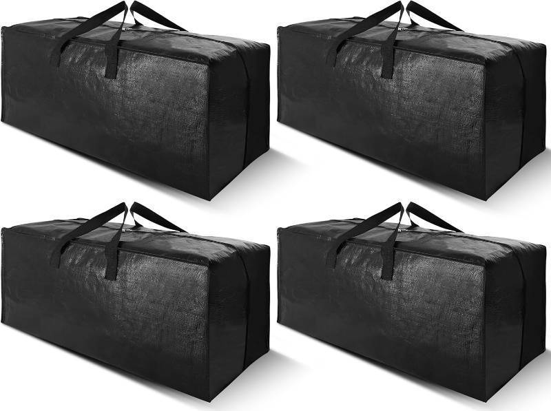 lot 391538 image: Cosy Family 4 Pack Heavy Duty Extra Large Moving Bags with Backpack Straps - Strong Handles & Zippers, Storage Totes For Space Saving, Fold Flat, Alternative to Moving Box (Set of 4, Black)