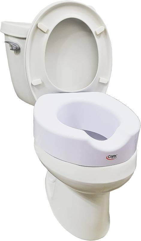 lot 141953 image: Carex Toilet Seat Riser With Quick-Lock, Raised Toilet Seat Adds 4 Inches of Height to Toilet - Toilet Seat Lifter With 300 Pound Weight Capacity, Slip-Resistant
