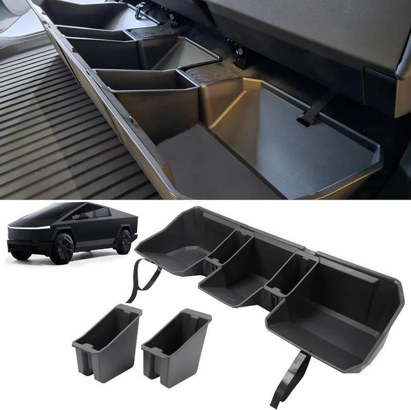 lot 241907 image: Rear Under Seat Concealed Storage Compartment Compatible, Second Row Underseat Large Capacity Organizer Interior Accessories, Black