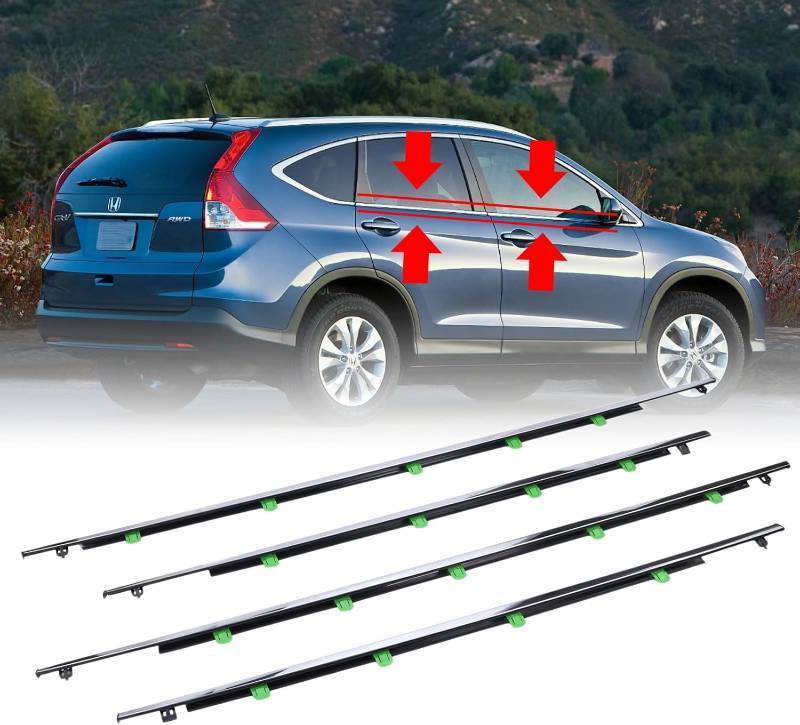 lot 341912 image: 4Pcs Weatherstrip Window Moulding Trim Seal Belt Compatible with 2007-2011 Honda CRV Replaces# 72410-SWA-A01, 72450-SWA-A01, 72910-SWA-A01, 72950-SWA-A01