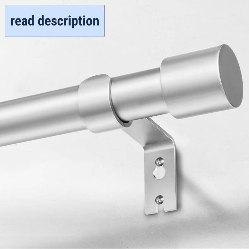 lot 351488 image: Heavy Duty Curtain Rods for Windows 66 to 120 Inch, 1 Inch Silver Curtain Rods for Outdoor, Farmhouse, Bedroom, Kitchen, Living Room, Adjustable Easy Install Drapery Rod (A2,Silver,30-120)
