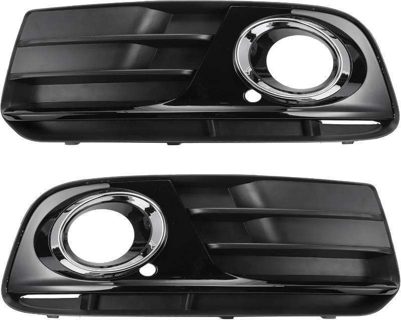 lot 161240 image: Fog Light Grill No.8R0807681M8R0807682J 21.26x7.09 Front Lower Bumper Fog Light Cover Inserts for Audi Q5 2013-2017 ABS Black Silver Tone