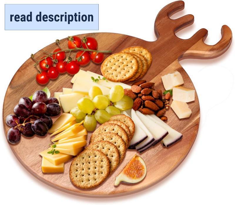 lot 361216 image: Large Round Christmas Charcuterie Boards Gifts Acacia Wood Cutting Board with Handle Decorative Wooden Xmas Cheese Board Christmas Food Platters Holiday Kitchen Decor Gifts Festive Xmas Serving Tray