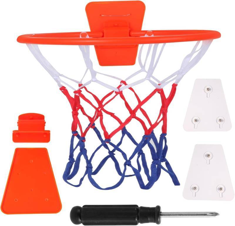 lot 461075 image: Indoor Silent Basketball Hoop, Compatible with Size 7 Basketball (No Ball Included), Foldable Adhesive Wall-Mount No-Drill Hoop for Bedroom, Office & Home, Space-Saving Design