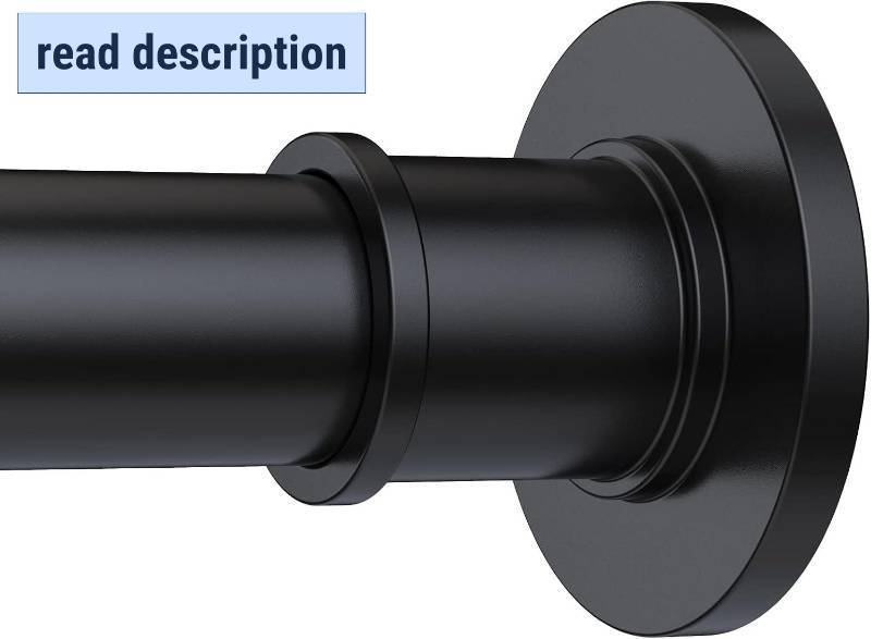 lot 301300 image: BRIOFOX Industrial Shower Curtain Rod - Rustproof Non-Slip 43-72 Inch Stainless Steel Tension Curtain Rod for Window or Bathroom, Matte Black