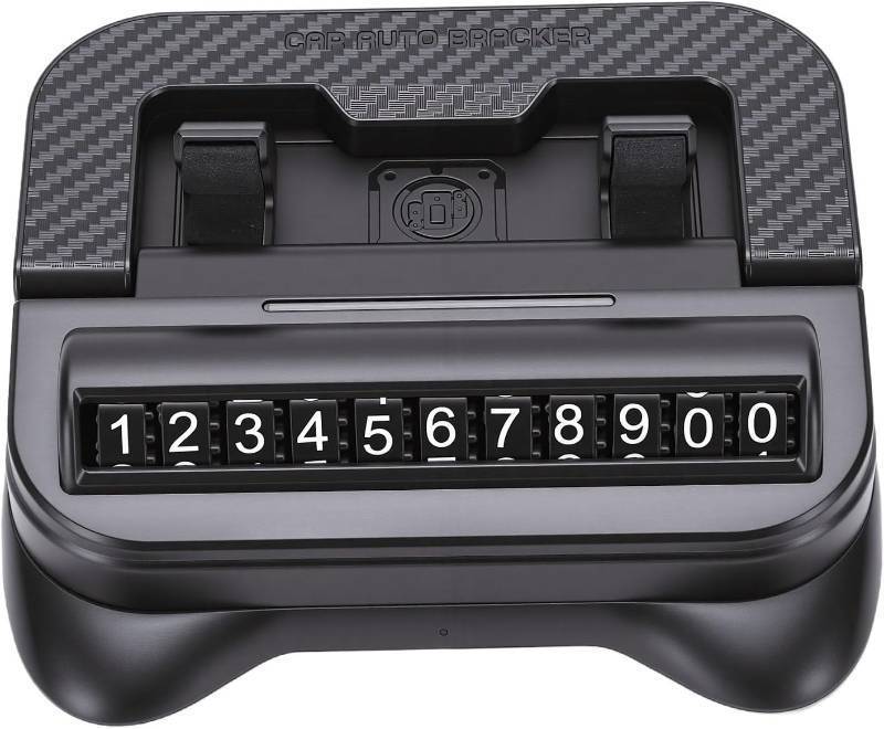 lot 401248 image: Dashboard Cell Phone Holder Mount with Parking Number Plate, Universal 360 Degree Rotating Car Phone Stand for RV Vehicle - Secure Dashboard Mount & Dash Car Holder with (Black)