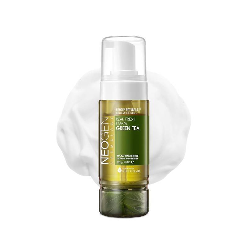 lot 191672 image: DERMALOGY by NEOGENLAB NEOGEN Real Fresh Foam Cleanser, Green Tea 5.6 Fl Oz (160g) - Soothing & Hydrating Gentle Cleansing Foam with Real Green Tea Extract, Clean Beauty - Korean Skin Care