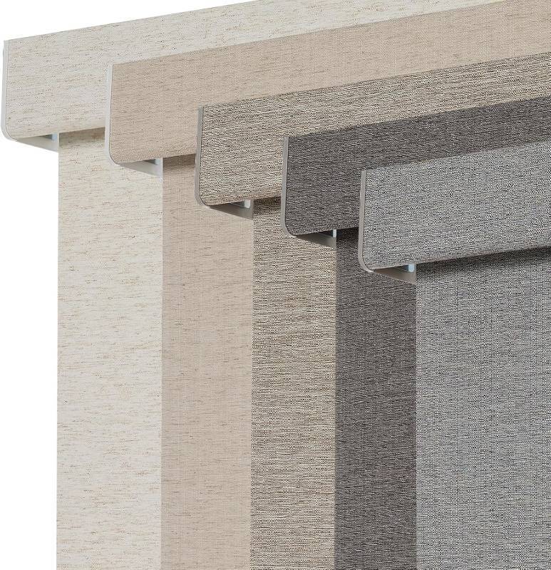 lot 291522 image: Persilux Blackout Roller Shades for Window Blinds,Cordless,Linen Fabric,Thermal Insulated Fabric UV Protection Shades for Home,Office,Bedroom,Door,Blackout-Grey,35 W X 72 H