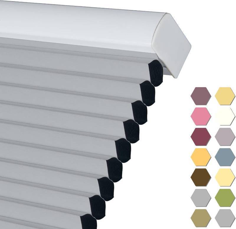lot 291546 image: Persilux Custom Size Cellular Shades Cordless Blackout Roller Shades Bottom up Pleated Window Blinds Thermal Insulated Honeycomb Blinds for Windows, Home and Office Dark Grey