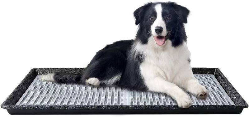 lot 391593 image: HQ4us Dog Pee Pad Holder Tray with Grate 34 23 , Large Dog Litter Box Toilet, Puppy Pee Pad Holder, Less Mess, Dog Potty Indoor Outdoor for Balcony