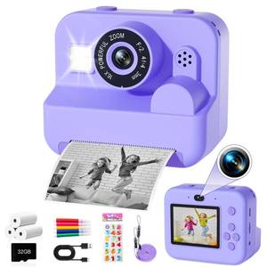 lot 16720 image: Kids Camera Instant Print - 1080P HD Video Digital Camera for Toddler with Printing Photo Paper, Portable Toy for 4 5 6 7 8 9 10 Years Old, Christmas Birthday Gifts for Boys Girls (Purple) - Retail $30