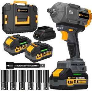 JEXUGK 1500Nm Impact Wrench, 1/2\" 1107ft-lbs Cordless Impact Gun with 2 x 4.0Ah Battery, 21V High Torque Power Impact Driver with 6 Sockets,Pistola Llave De Impacto for Truck RV Car Heavy Construction - Retail: $110