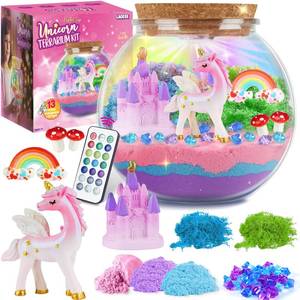 lot 16729 image: LAOESE Unicorn Light-Up Terrarium Kit for Kids �� LED Night Light DIY Arts and Crafts Kit, Unicorn Toys for Girls Ages 4 5 6 7 8-12 �� Birthday Easter Gifts for Girls - Retail $25