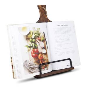 lot 16732 image: VYNOPA Cookbook Stand for Kitchen Counter Wood Adjustable Recipe Book Holder Stand iPad Rustic Holder Thanksgiving Day Christmas Gift for Mother, Grandma, Women - Retail $21