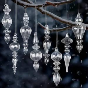 lot 16755 image: Mifoci 8 Pcs 6 Inch Mercury Glass Finial Christmas Ornaments Hanging Christmas Finials Glass Ornaments Assorted Mercury Decor for Vintage Holiday Xmas Tree Decoration(Clear) - Retail $30