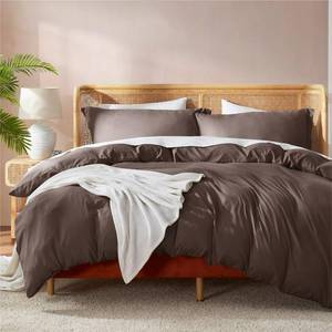 lot 16765 image: Nestl Chocolate Brown Duvet Cover Queen Size - Soft Double Brushed Queen Duvet Cover Set, 3 Piece, with Button Closure, 1 Duvet Cover 90x90 inches and 2 Pillow Shams - Retail $56