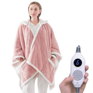 Westinghouse Wearable Heated Throw Blanket, Electric Heated Wrap Poncho Shawl with Pockets, 6 Heating Levels & 2 to 10 Hours Time Settings, 50 x 60 Inch, Pink - Retail: $50
