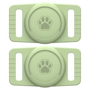 lot 16791 image: GOCII for Airtag Dog Collar Holder 2 Pack,Waterproof Dog Collar Holder for Apple AirTag(Gen 1 & 2),Silicone Air Tags Case for Dog Collars(Light Green) - Retail $7