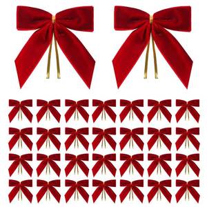 lot 16801 image: 30PCS Velvet Red Small Christmas Bows for Christmas Tree Decorations ��Premium Twist Tie Bows for Xmas Tree, Wreaths, Gifts, Wedding & Holiday Decor (Red3.5  3.5Inch) - Retail $5