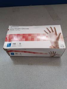 lot 16805 image: McKesson Vinyl Exam Gloves - Large Size (150 Count) - Retail $12