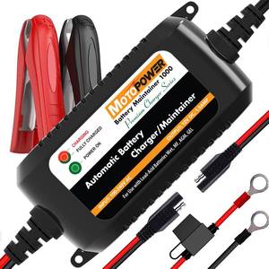 lot 16815 image: MOTOPOWER MP00206A 12V 1.5Amp Automatic Battery Charger, Battery Maintainer for Cars, Motorcycles, ATVs, RVs, Powersports, Boat and More - Retail $20