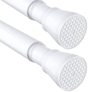 lot 16822 image: 2 Pack White Tension Curtain Rod for Windows 28 to 48 inch, Adjustable Expandable Pressure Spring Curtain Rod No Drilling, 78 Curtain Rod for Bedroom Doorway Closet Door - Retail $26