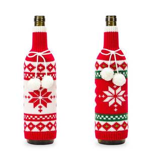 lot 16832 image: Christmas Wine Bottle Cover Christmas Wine Bags, Holiday Wine Bottle and Glass Holder, Christmas Knitted Wine Bottle Set, Christmas Wine Bottle Decoration, Navidad Decoraci�n Casa Ofertas (Snowflake) - Retail $8