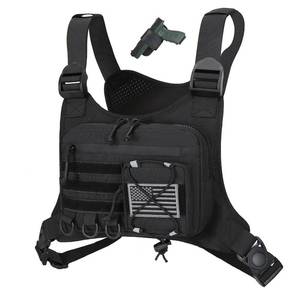 lot 16834 image: koculemi Outdoor Sports Chest Bag for Men, Concealed Chest Vest Holster Fits Most Pistols, Adjustable Anti-Theft EDC Travel Chest Pack for Running, Hiking, Motorcycle Ride, Workouts (Black) - Retail $33