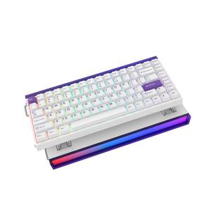 lot 16840 image: EPOMAKER Aula Hero84 HE Wired Hall Effect Keyboard with RGB Lightbox, 0.01mm Adjustable Actuation, 8KHz Polling, 0.125ms Latency, Snap Key, SOCD, Magnetic Gaming Keyboard (White&Purple) - Retail $74