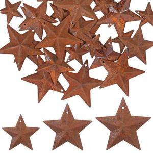 lot 16845 image: Alrhso 30 Pcs Metal Star for Crafts, Rusty Barn Stars 3D Star Ornaments Antique Rusty Metal Stars Decoration for Vintage Farmhouse Wall Decor Christmas Decoration (3 Sizes, 1, 1.5, 2) - Retail $7