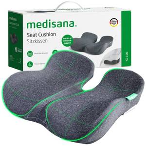lot 16849 image: medisana Seat Cushion, SC 100 Seat Cushions for Office Chairs, Car Seat, Wheelchair - Sciatica & Tailbone & Coccyx Pain Relief Pillow for Driver Sedentary, Gift for Women Men(Size1814.63.54in-Grey) - Retail $13