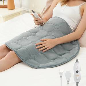 lot 16855 image: Drewin Weighted Heating Pad for Relax and Calm, Velvet-Soft 7 lbs Electric Lap Blanket for Neck Shoulders Back, Washable Warm Weighted Lap Blanket with 4 Heating Levels, 24 x 29, Grey - Retail $44