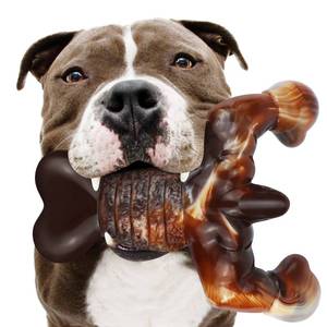 lot 16858 image: MOXIKIA Dog Chew Toys for Aggressive Chewers Almost Indestructible Dog Toys,Bacon Flavor,Tough Dog Bone Toys for MediumLarge Breed Dogs,Best Chew Toys to Keep Them Busy - Retail $12
