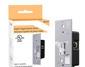 lot 16859 image: AIDA Toggle Slide Dimmer Switch for Dimmable LED LightCFLIncandescent 600 Watt max, Single-Pole or 3-Way, Rocker OnOff Wall Switch with Dimmer Slider, Wall Plate NOT Included, UL, White, 1 Pack - Retail $16
