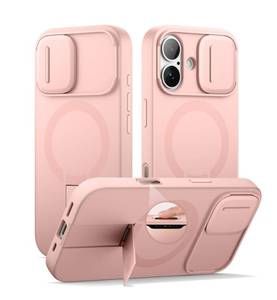 lot 16860 image: SURITCH for iPhone 17 Case with Camera Control Cover, Camera Slide Cover and Adjustable Kickstand, Compatible with MagSafe, Shockproof Bumper Protective Cases 6.3 Inch, Pink - Retail $31