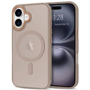 lot 16865 image: Anuck Case for iPhone 16 Case Magnetic Phone Case Compatible with MagSafe, Soft TPU Bumper Hard Translucent Matte Back Slim Fit Shockproof Protective Cover for Men Women Girls - Brown - Retail $16