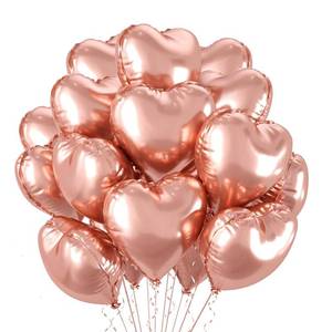 lot 16881 image: 15 Pcs Valentine Day Balloons, 18 Inch Heart Foil Balloons, Rose Gold Love Balloons for Birthday Party Valentine Day Decorations Wedding Engagement Party Baby Shower (rose gold) - Retail $5,762