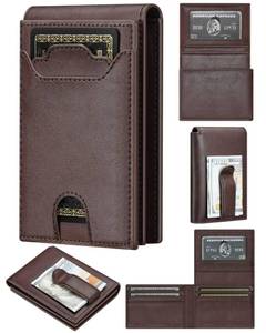 lot 16886 image: furid Leather Slim Wallet for Men Minimalist Magnetic Closure Bifold Front Pocket Wallets with Money Clip - Rfid Credit Card Holder Wallet - Gifts for Men at Birthday - Retail $9
