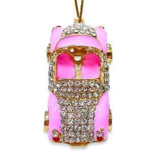 lot 16888 image: Car OrnamentsKey chain, Cars Ornament for Christmas Tree, Pink Metallic Handmade with Rhinestone, Beautiful Classic Cute Christmas Ornaments for Kids Girls, Unique Ornament - Retail $9