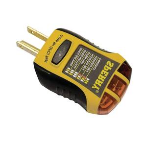 lot 16895 image: Sperry Instruments GFI6302 GFCI Outlet  Receptacle Tester, Standard 120V AC Outlets, 7 Visual Indication  Wiring Legend, Home & Professional Use, Yellow & Black - Retail $15