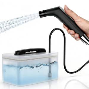 lot 16897 image: COSWE Portable Travel Bidet Electric Rechargeable Handheld Personal Bidet Sprayer for Hygiene Cleaning for Toilet with 2.3 liters Water container (Black), LIUW_JP2201 - Retail $47