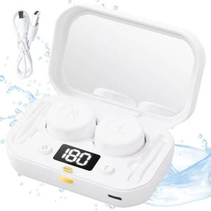 lot 16900 image: CASBOMY Contact Lens Clean Machine, Portable Ultrasonic Contact Lens Cleaner with 4 Timing Modes, 360° High-Frequency Vibration for Cleaning Soft Lenses, Colored Contact Lenses (White) - Retail $21