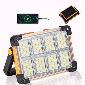 lot 16905 image: 120W LED Solar Work Light, 144 LED 10000LM Portable Flood Light with Stand, 4 Modes Rechargeable, IP65 Waterproof Outdoor Working Light for Camping, Fishing, Car Repair & Mechanics (1) - Retail $20