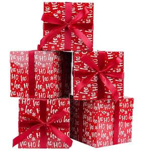 lot 16909 image: Jaywayang 5 Pack Red Christmas Gift Boxes with Lids, Ribbons and Tissue Papers Square Gift Boxes - 7.1 Inch - Presents Wrapping Christmas Gift Holiday New Year Party Favor Boxes. - Retail $25